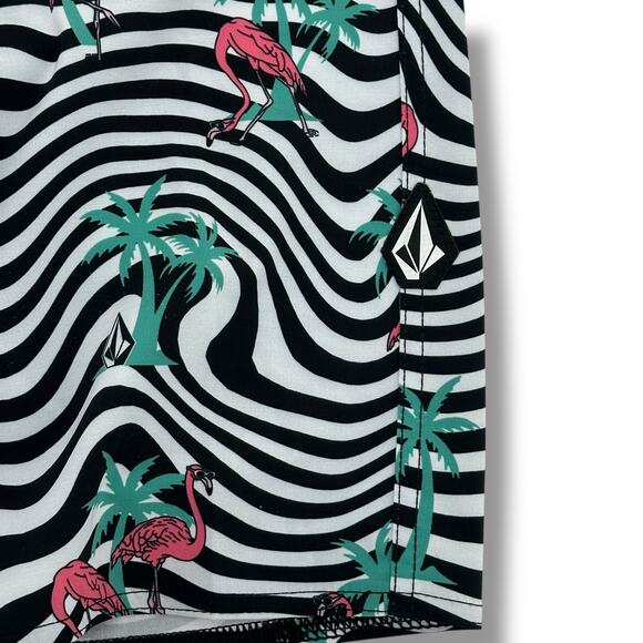 Volcom  Flamingbros Mod Tech Swim Trunks Boys Size 26 12 Medium Flamingo Print - Picture 3 of 7